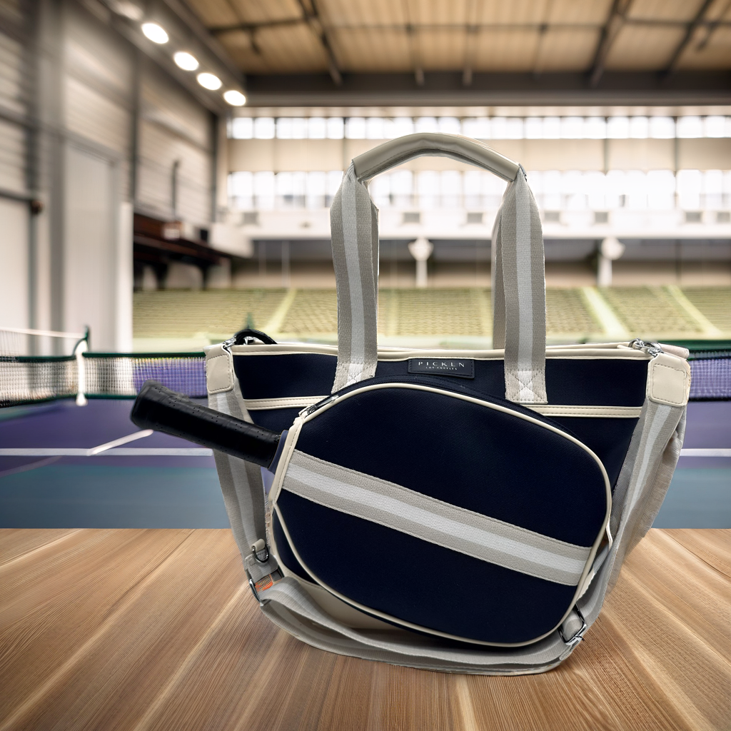 Signature Pickleball Tote Bag : Premium Vegan Leather and Canvas Luxury Women's Pickleball Tote Bag
