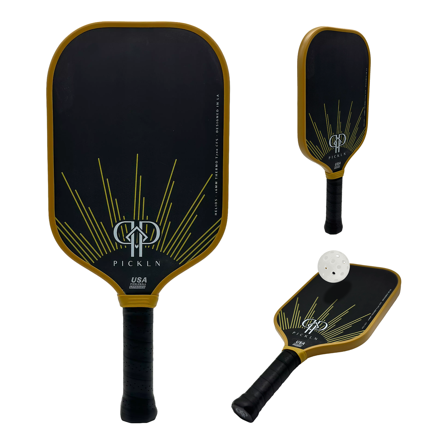 Helios: Elongated Thermoformed 16MM Carbon Fiber Pickleball Paddle by Pickln