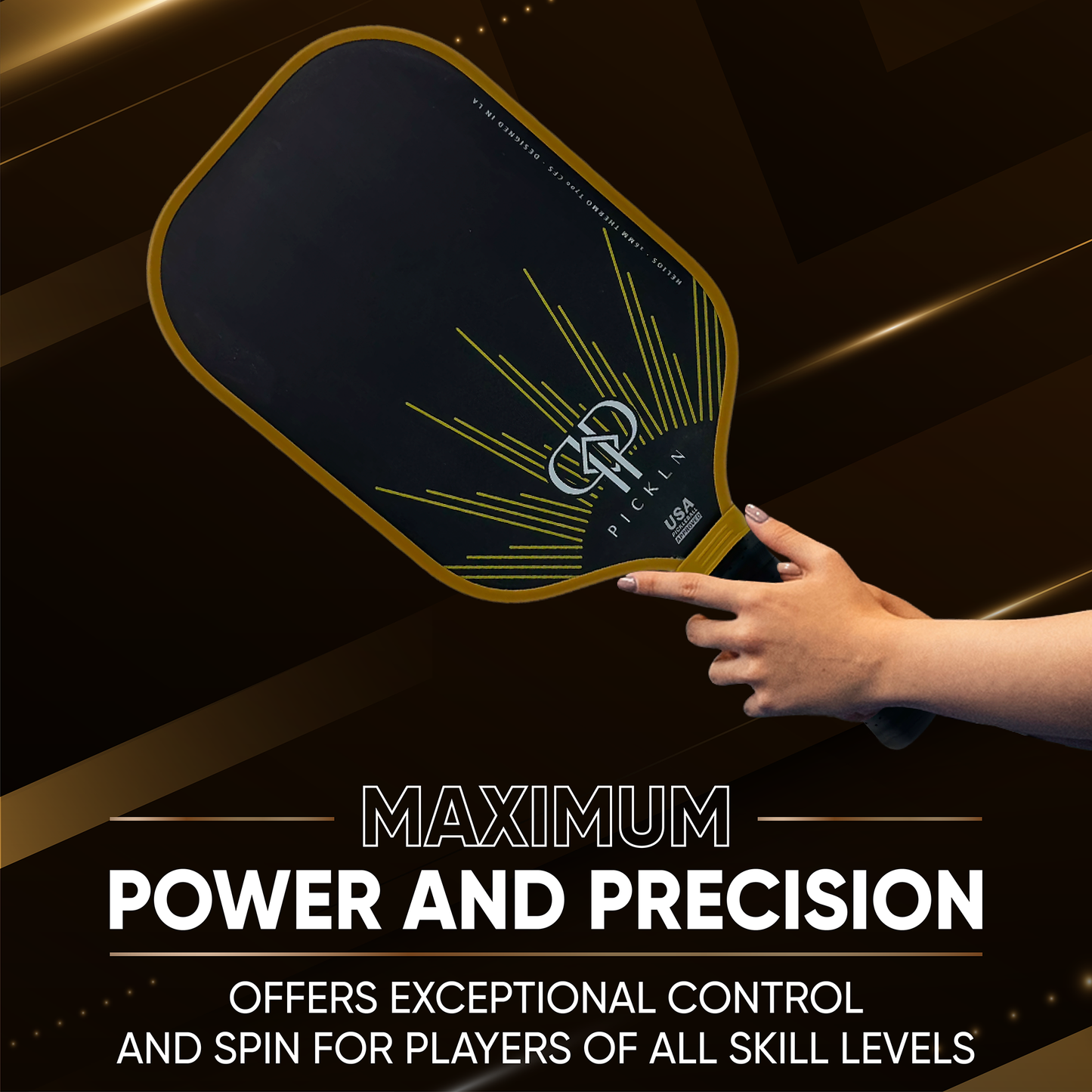 Helios: Elongated Gen2 Thermoformed 16MM Carbon Fiber Pickleball Paddle