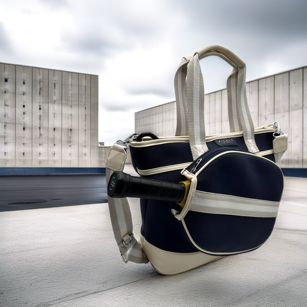 Signature Pickleball Tote Bag : Premium Vegan Leather and Canvas Luxury Women's Pickleball Tote Bag