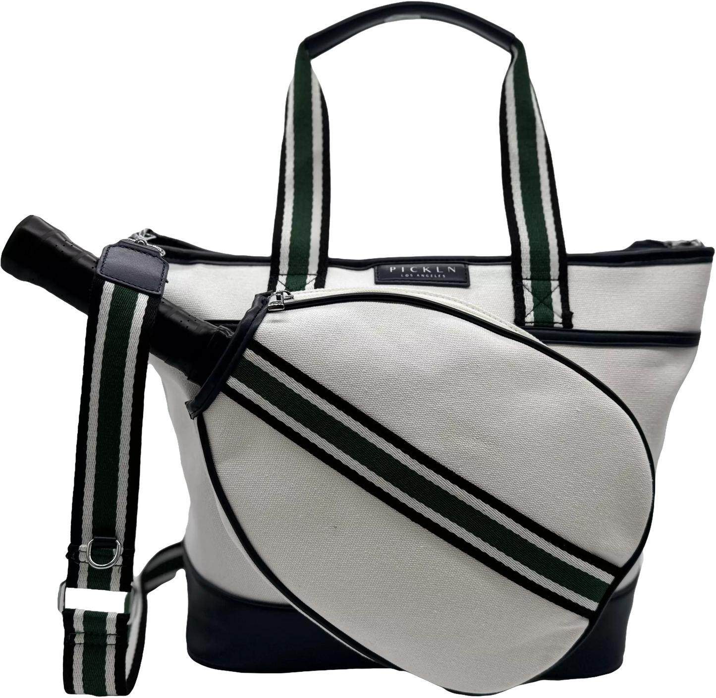 Pickln Signature Pickleball Tote Bag : Premium Vegan Leather and Canvas Luxury Women's Pickleball Tote Bag