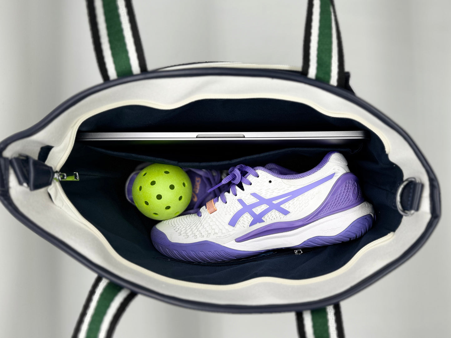 Signature Pickleball Tote Bag : Premium Vegan Leather and Canvas Luxury Women's Pickleball Tote Bag