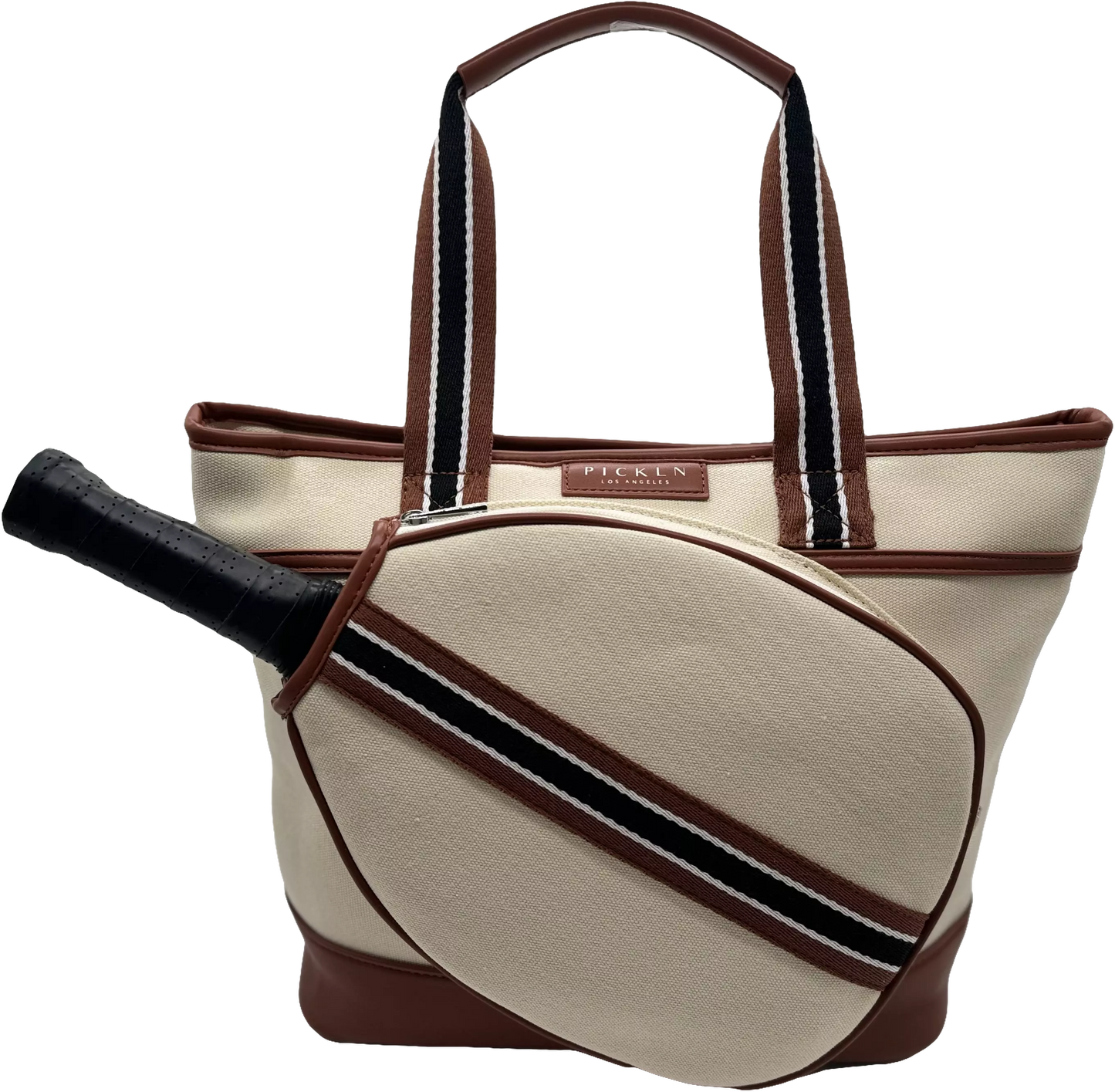 Pickln Signature Pickleball Tote Bag : Premium Vegan Leather and Canvas Luxury Women's Pickleball Tote Bag