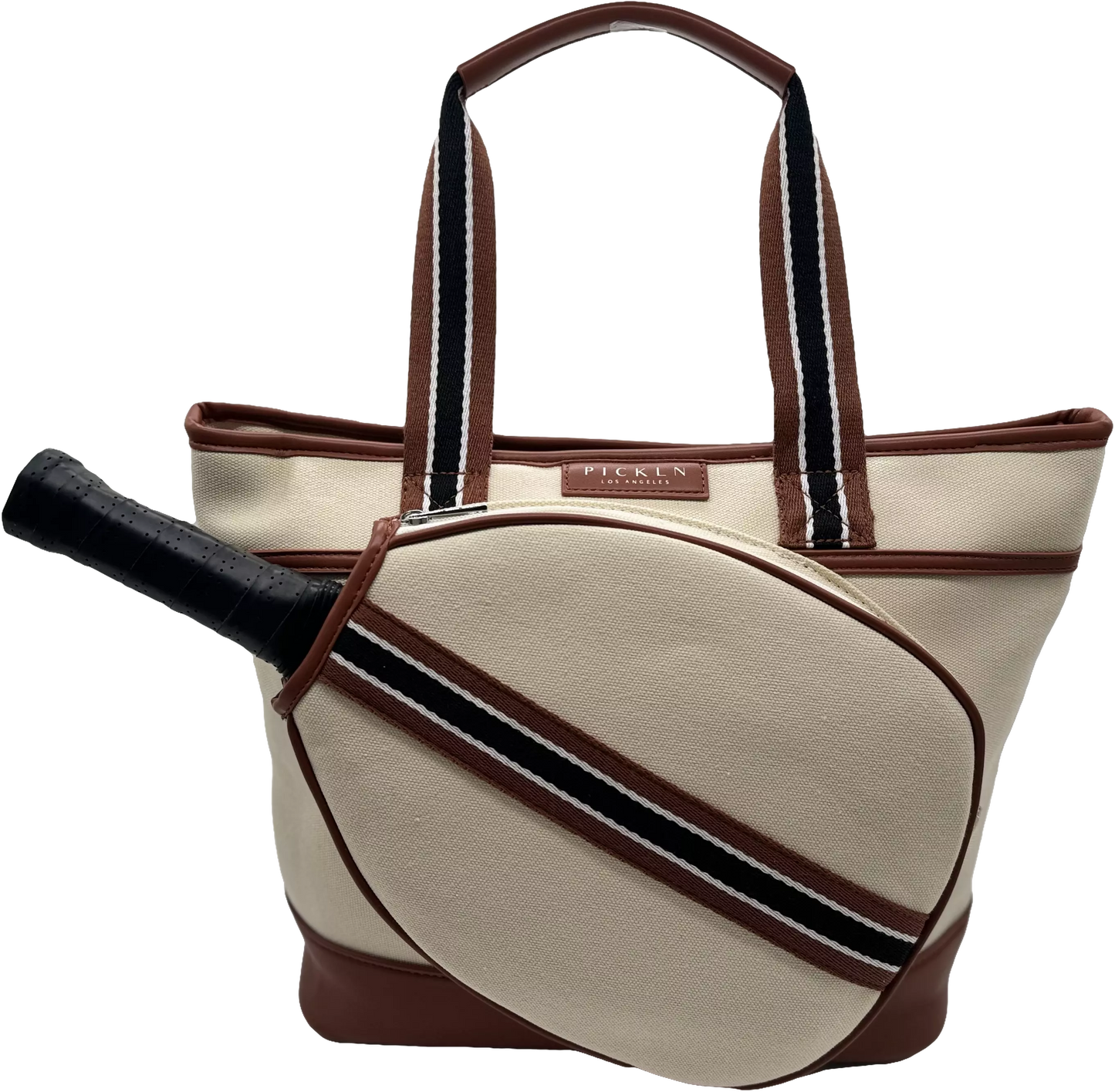 Signature Pickleball Tote Bag : Premium Vegan Leather and Canvas Luxury Women's Pickleball Tote Bag