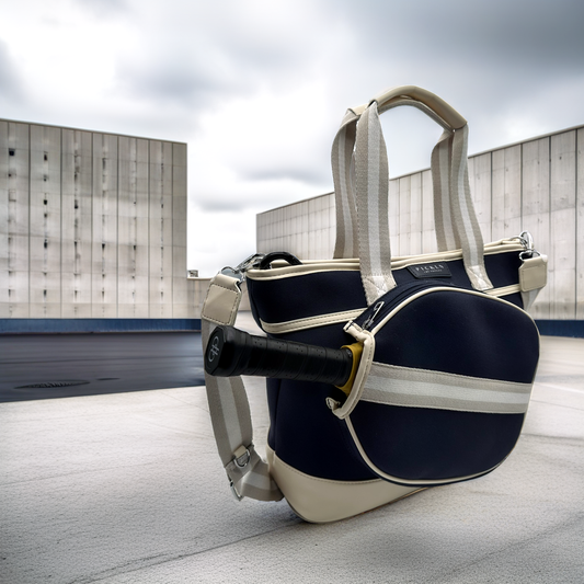 Signature Pickleball Tote Bag : Premium Vegan Leather and Canvas Luxury Women's Pickleball Tote Bag