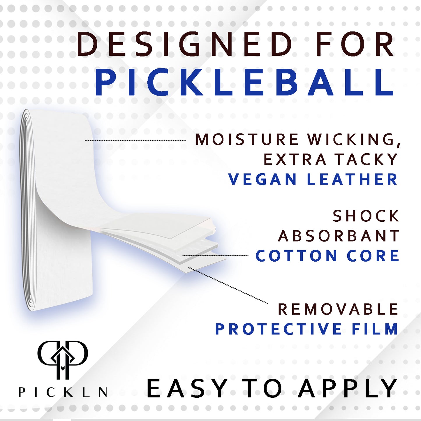 Pickleball Premium Overgrip 3-Pack - Compare to Yonex Super GRAP - Tacky Feel Synthetic Overgrips - Pickleball Grip Tape - Anti Slip Pickleball Tape Fits Elongated, Standard Handles